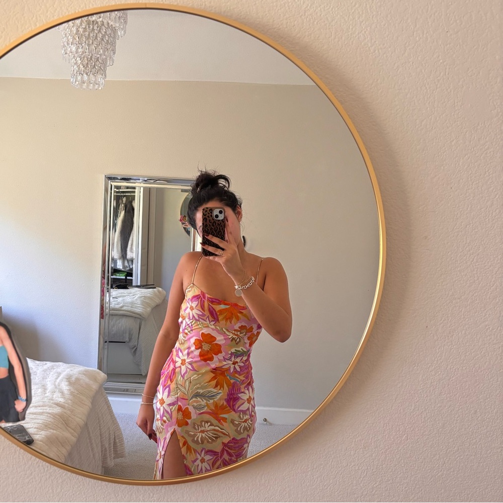 Astr Vibrant Pink and Orange Floral Dress